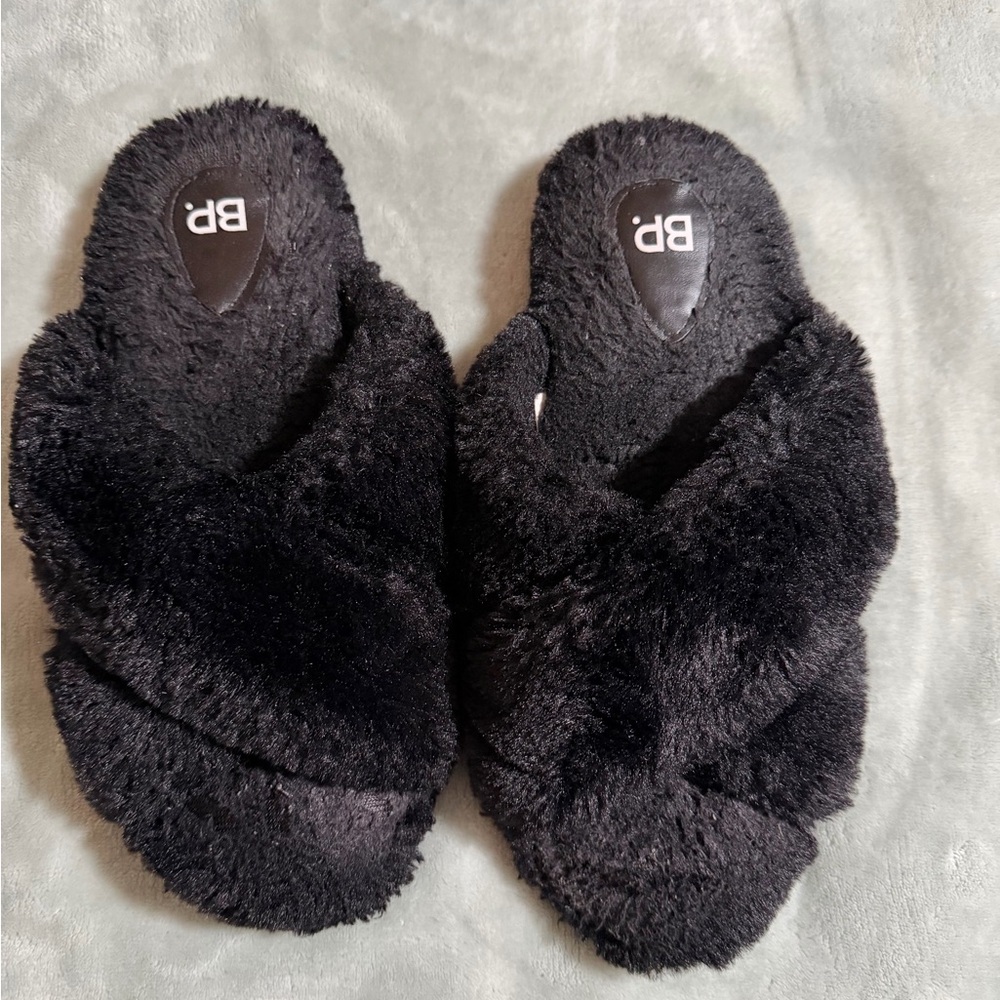 BP Women's Plush Black Slippers